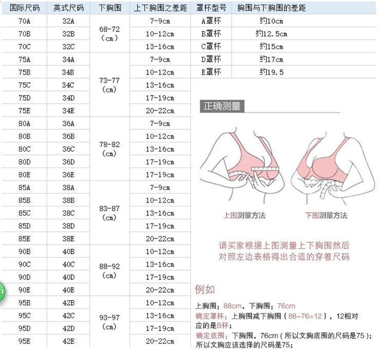 胸围95是多大的内衣图片