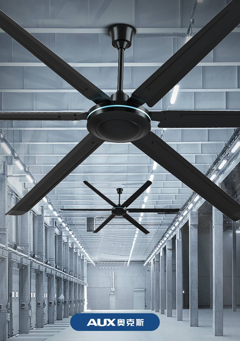 斯大吊扇大风力80吋超大工业遥控2米大功率工厂黑色电风扇皮谱 遥控款