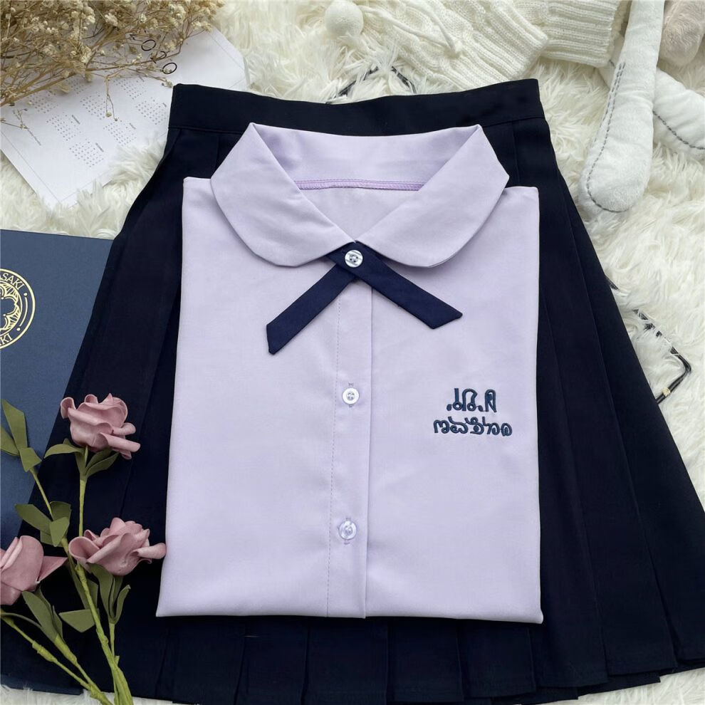 jk长裙学院风jk制服百褶中长款半身裙长裙学生班服长袖衬衫套装女春