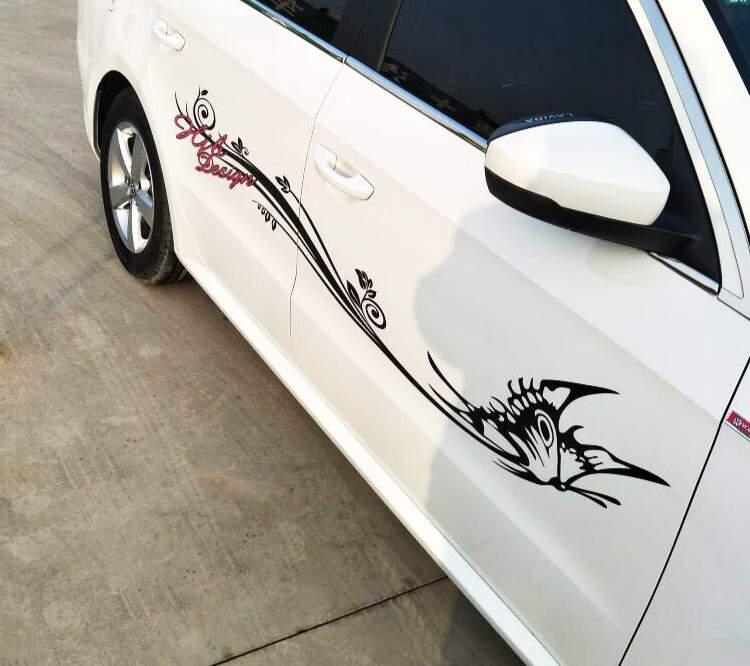 适用于汽车贴纸遮划痕侧门炫煌汽车蝴蝶图腾车身贴侧门装饰拉花蝶恋花