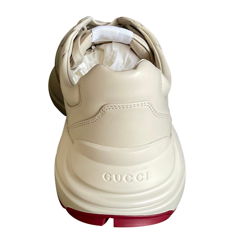 gucci古驰哆啦a梦白色皮质女士老爹鞋白色系34