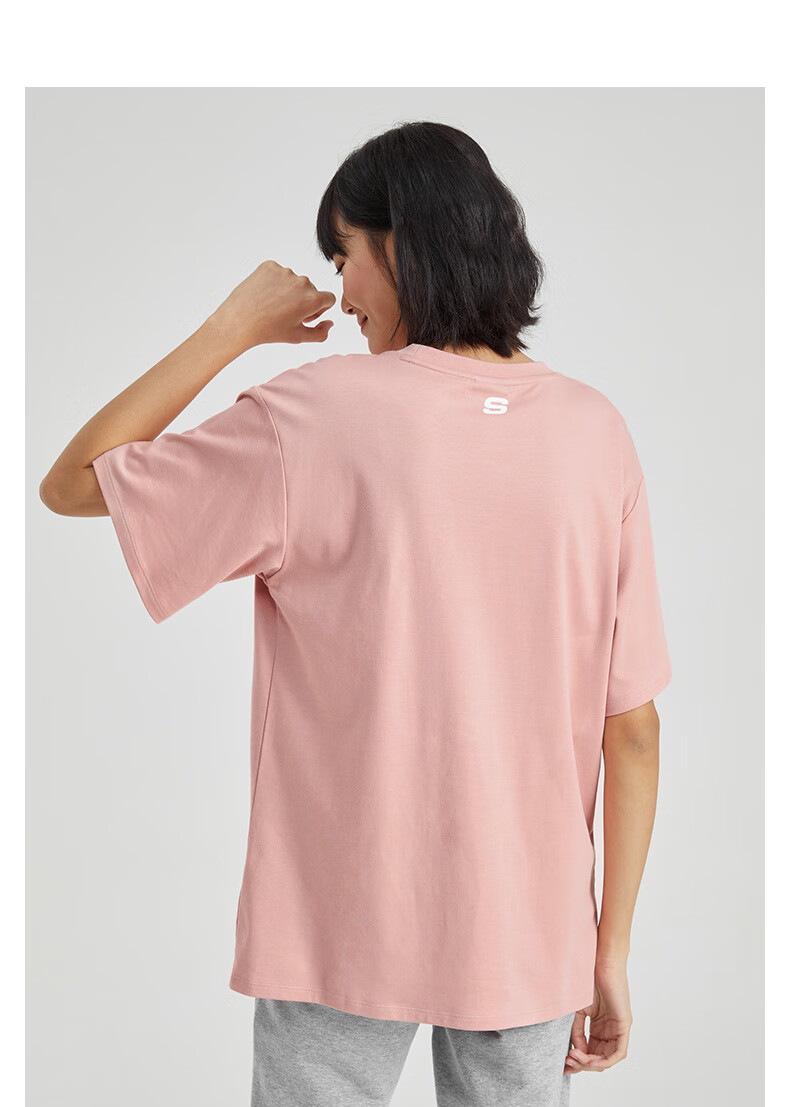 skechers斯凯奇短袖t恤女装夏季字母运动时尚t恤女子体恤衫套头上衣柔