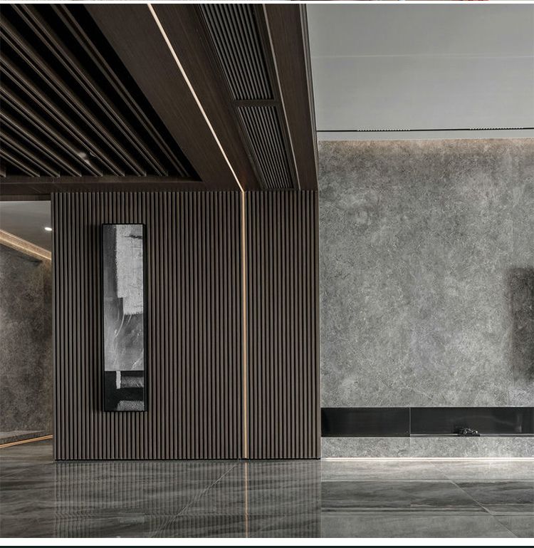 定制实木格栅电视背景墙细格栅板凹凸长城板护墙板实木格栅板小长城板