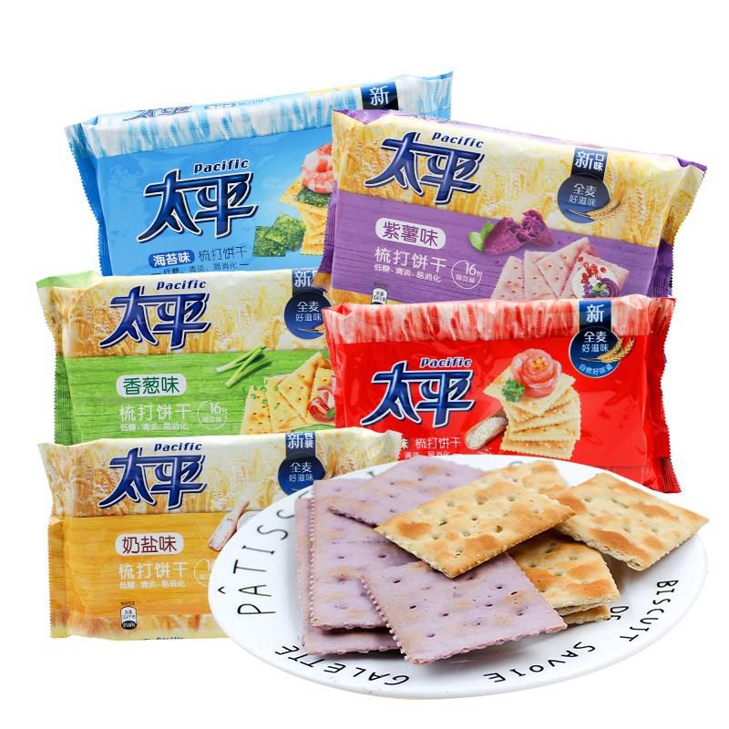 太平洋苏打饼干太平苏打饼干 整箱梳达太平梳达梳打 400g奶盐味*1袋