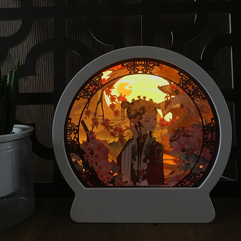 3d立体光影纸雕灯中国风创意剪影纸艺术手工小夜灯七夕情人节礼物蓬莱