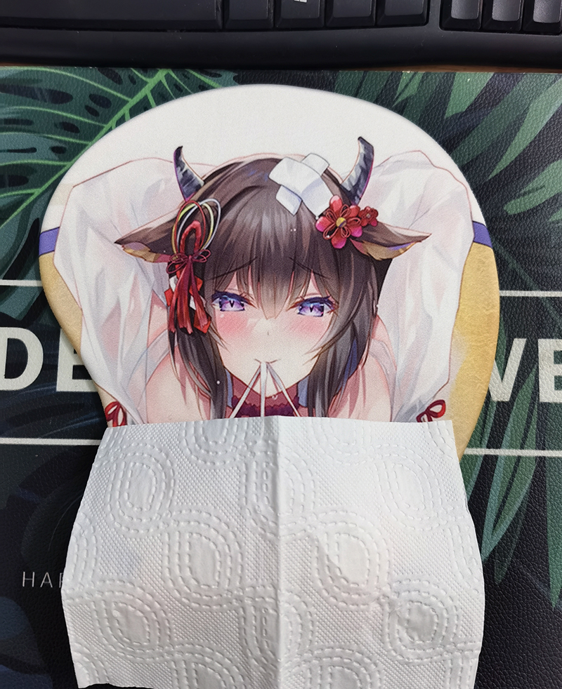 鼠标垫大3d胸硅胶柔软垫创意二次元禁欲系动漫美女超大护腕男多川 l