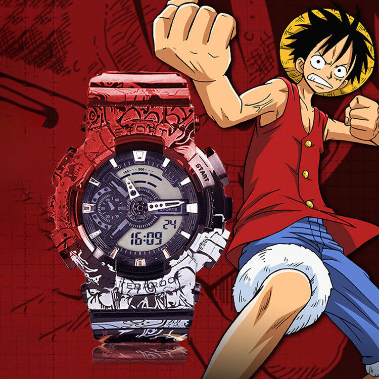 卡西欧运动防水独角兽电子表海贼王联名手表夜光男孩防水防摔初中生