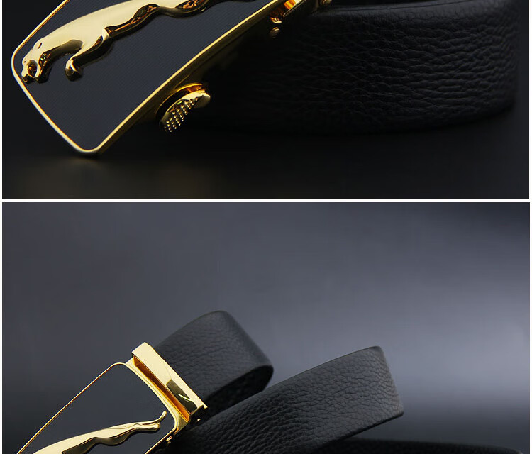 箱包皮具配件 男士皮带 益薇依 豹子头皮带18k金 男士真皮自动青年