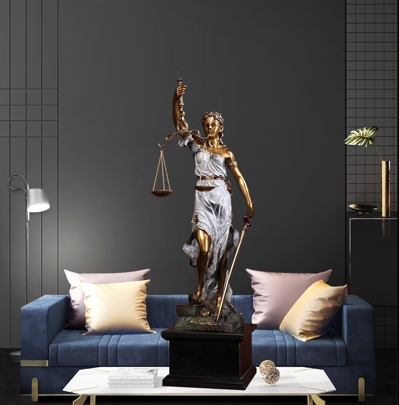 藏宝阁 纯铜彩绘司法正义女神法院摆件 律师事务所装饰品人物雕塑