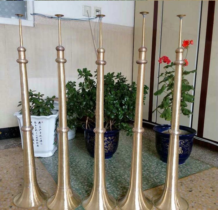 大汉号开路号三节伸缩号黄铜红白喜事定制传统民族长号大唢呐 高2m