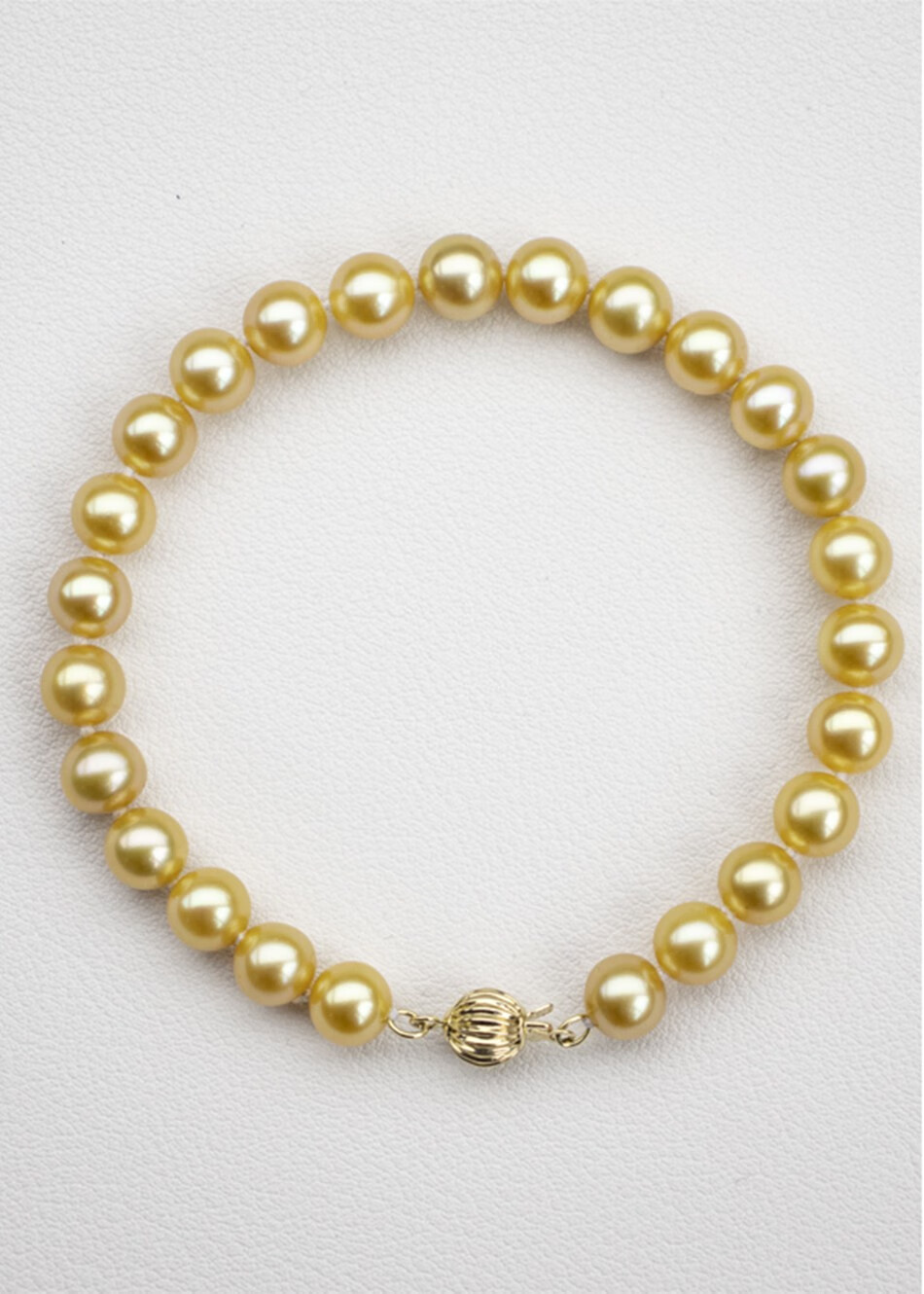 香槟金品质南洋金珠羽 皇金珍珠手链 14手串 正圆极强光 近圆几乎无瑕