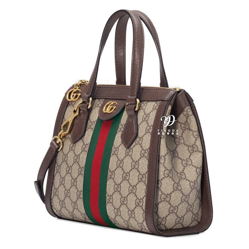 gucci古驰女包女士ophidia经典红绿纸袋手提包单肩斜挎包乌木色预售