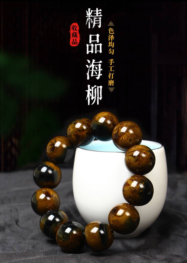 黑珊瑚手串 天然黑珊瑚金丝海柳手串男108佛珠收藏级血柳女手链文玩