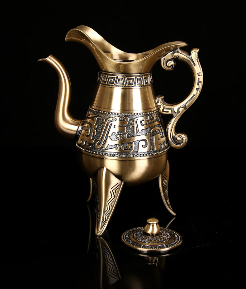 三足鼎酒杯 【复古青铜酒具】酒杯套装家用三足鼎酒壶白酒青铜爵杯酒