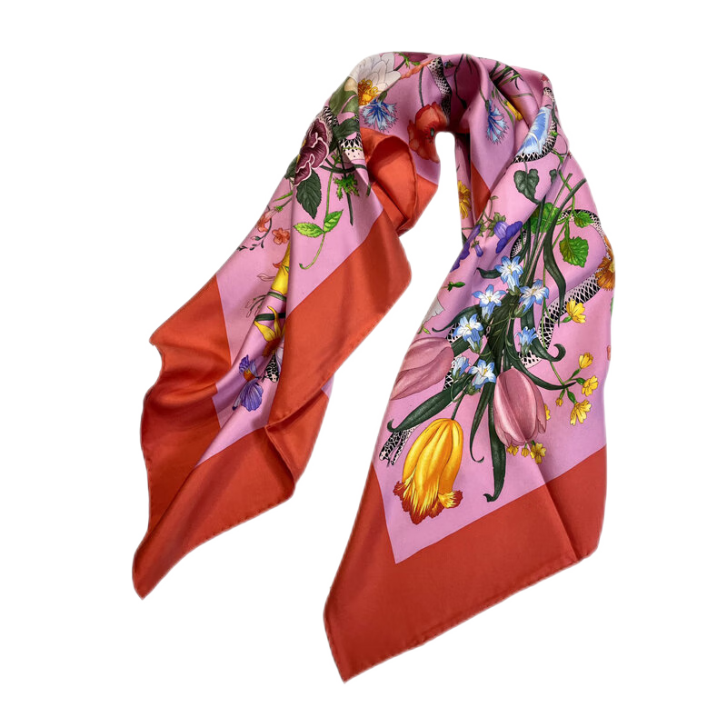 gucci 古驰 花卉丝巾 cg 印花 均码【图片 价格 品牌 报价】-京东