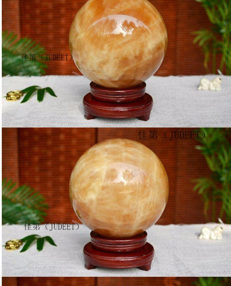 品摆件球黄晶冰洲方解石质球摆件办公室客厅装饰品客厅创意摆设工艺品