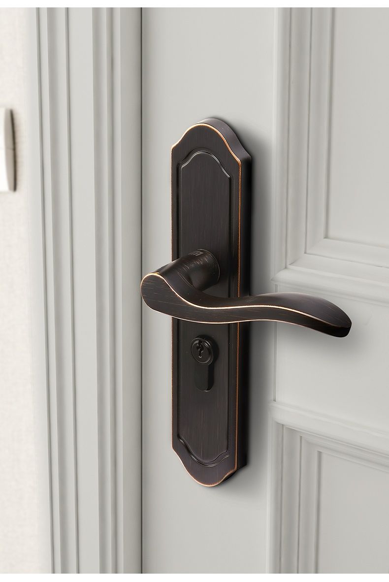 名门新中式静音门锁卧室房门锁具家用房间室内木门把手仿古门锁 单锁