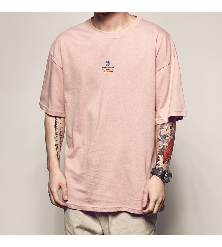 夏季新款卡通印花短袖t恤男士潮流休闲情侣tee个性宽松衣服 黑色 l