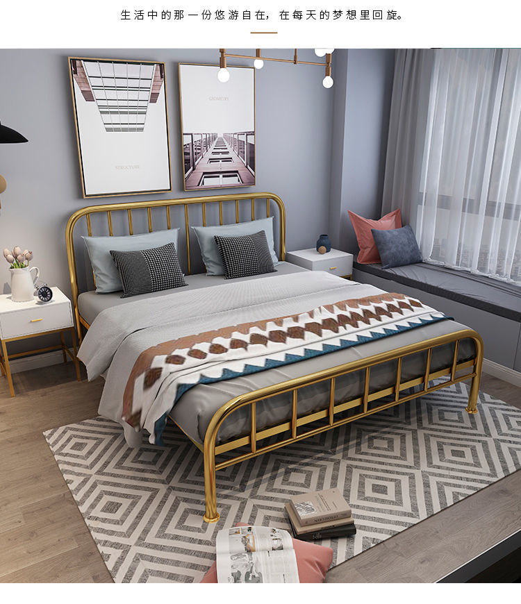 铁艺床15米铁架床简约现代ins网红屋1米12米18m单人双人床瓷白色升级