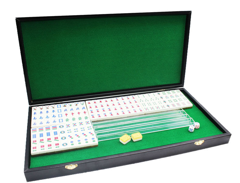 来生财迷你麻将牌水晶mini麻将牌含u型尺23mm便携旅行麻将20mm牙黄色