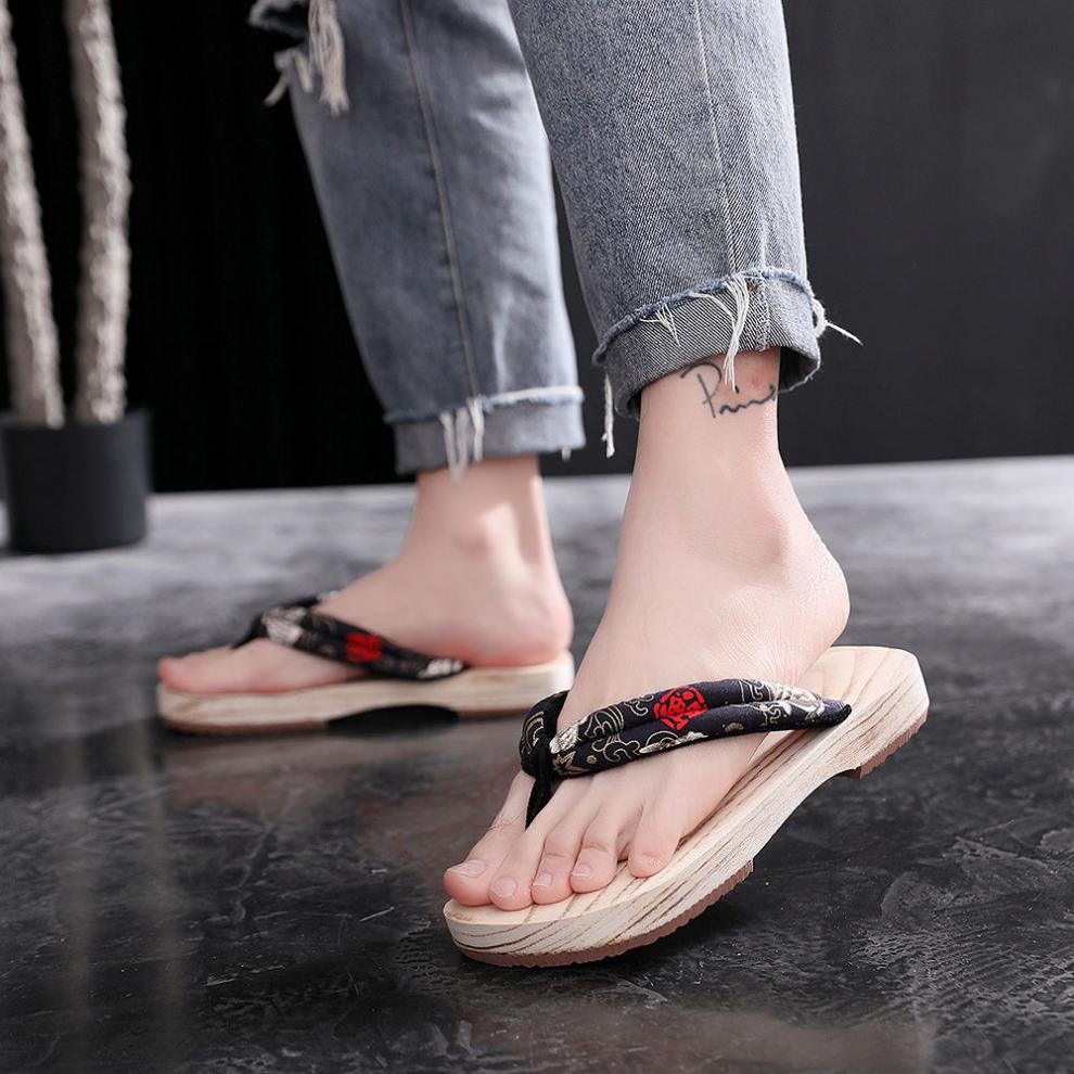 木屐扦鞋男生防臭不臭脚木履清凉防汗夏季男女款圆头防滑人字实木拖鞋