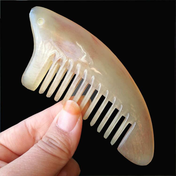 天然牦牛角梳子牛角梳头疗梳子牛角洗头梳洗发神器头部按摩洗发梳