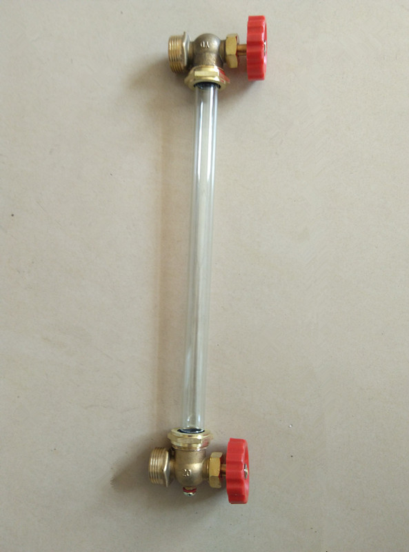 玻璃管液位计亚克力管铜考克不锈钢考克水箱水位显示器加厚 20铁焊接