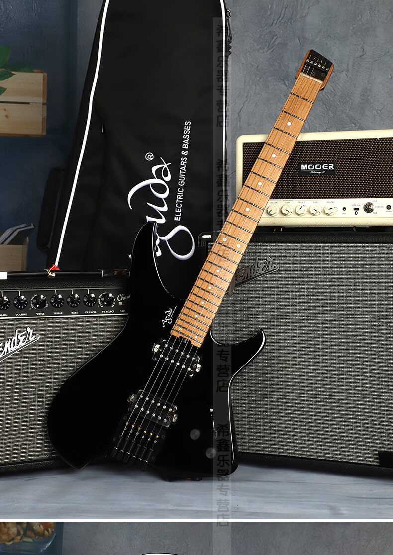 aguda阿骨打music boy pro初学者进阶金属摇滚无头电吉他便携吉他