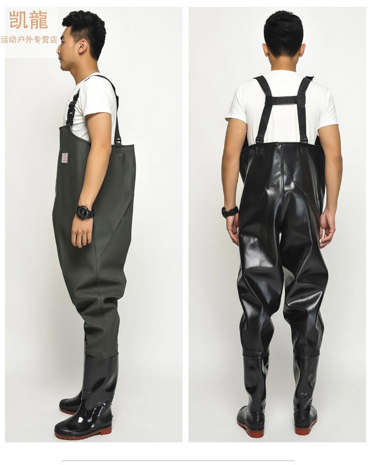 一身下水衣连体防水捕鱼耐磨加厚抓鱼衣服连体鱼塘下水裤新品 黑红双