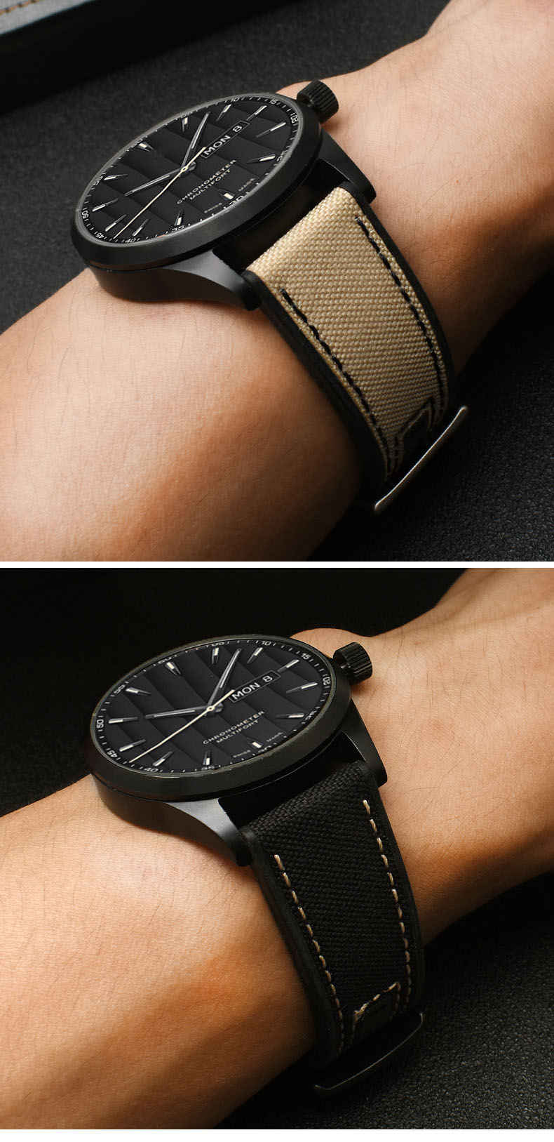 官方旗舰美度表带原装舵手表m038431男防水手m005配件22新增黑色轮胎