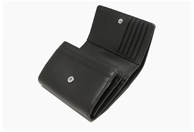 日本直邮furla芙拉moon系列女士黑色便携多功能折叠皮革钱包wp00127ax