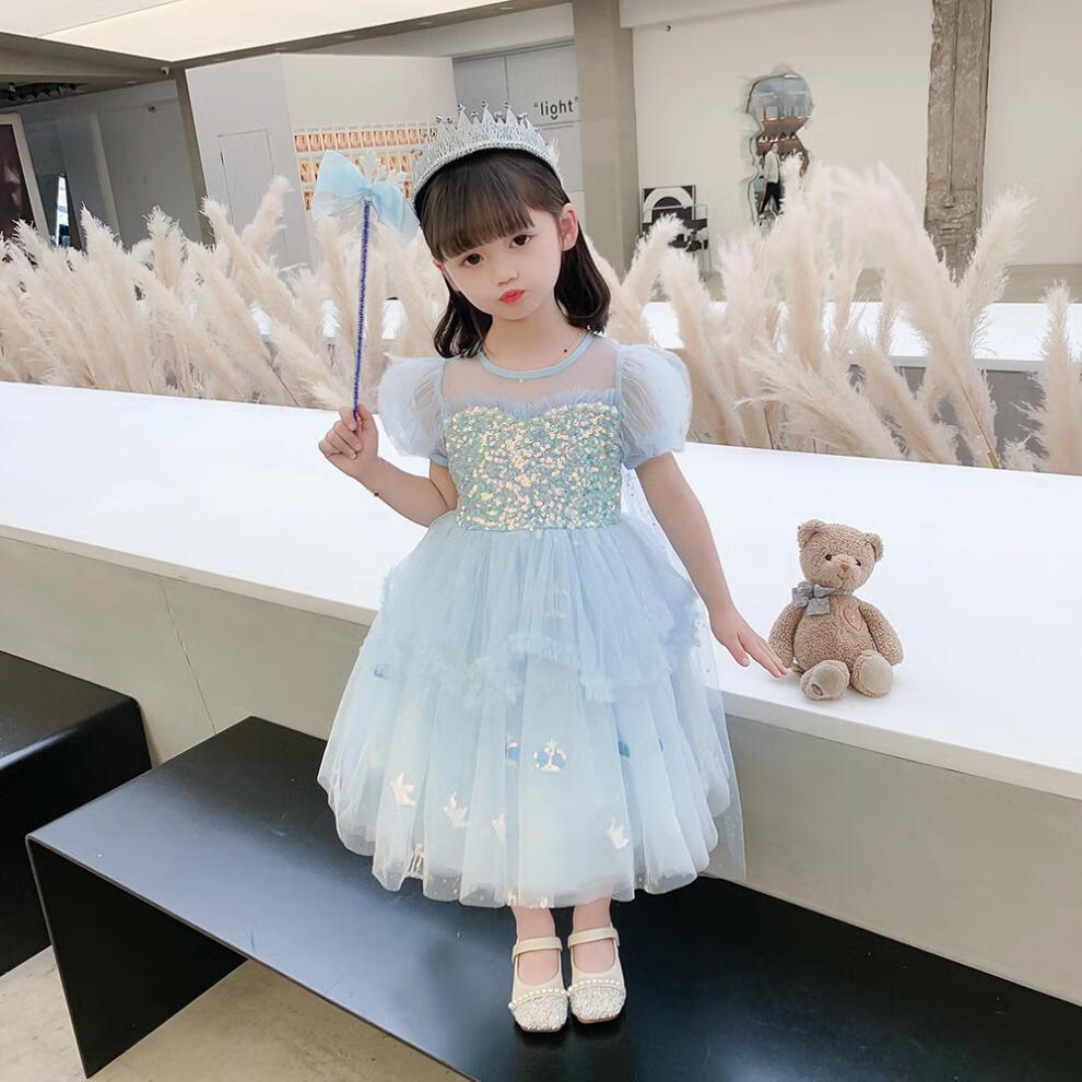童编爱莎公主连衣裙灰姑娘礼服裙中小学生六一儿童节演出服装女宝宝