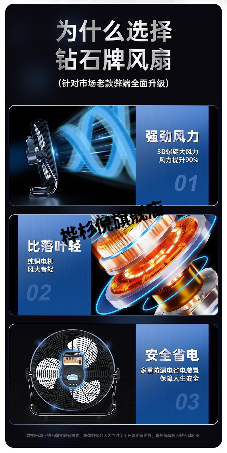 钻石牌落地扇 钻石牌落地电风扇家用趴地扇台式大功率工业工厂摇头坐