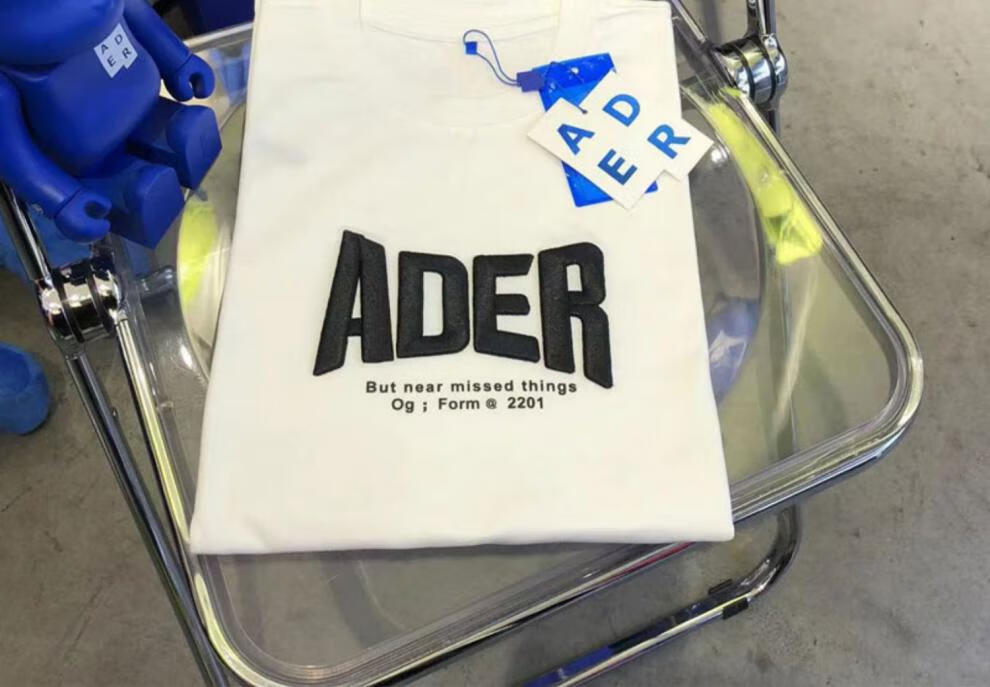 韩国潮牌ader小众潮牌韩版男女宽松情侣休闲刺绣字母圆领短袖t恤潮