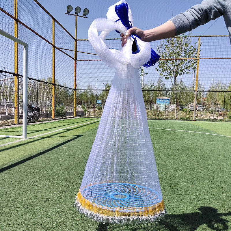 slsl 飞盘式链条网手抛网手撒网抛撒渔网旋网捕鱼网半指小网眼 绿色