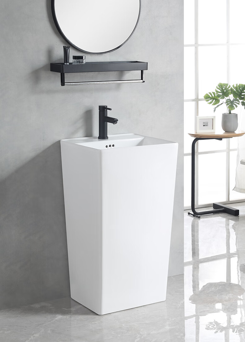 立柱盆落地式一体陶瓷洗脸盆立式洗手盆陶瓷卫生间阳台立柱洗面盆