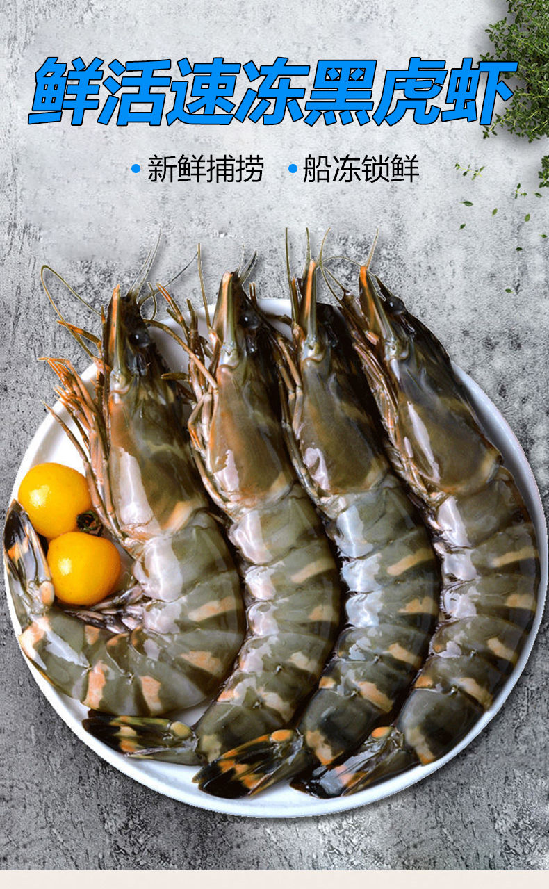 黑虎虾超大特大号海虾冷冻新鲜活老虎虾青虾九节虾斑节虾基围海虾