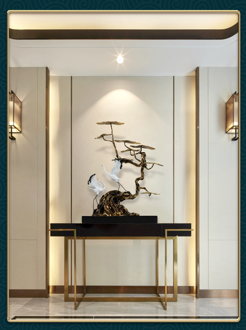 纯铜摆件仙鹤艺术品家居客厅玄关书房过道摆设乔迁新居礼品送长辈老人