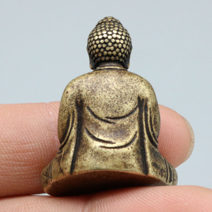 纯铜实心袖珍小摆件铜雕释迦牟尼口袋佛佛像桌摆古玩古董铜佛纯铜释迦