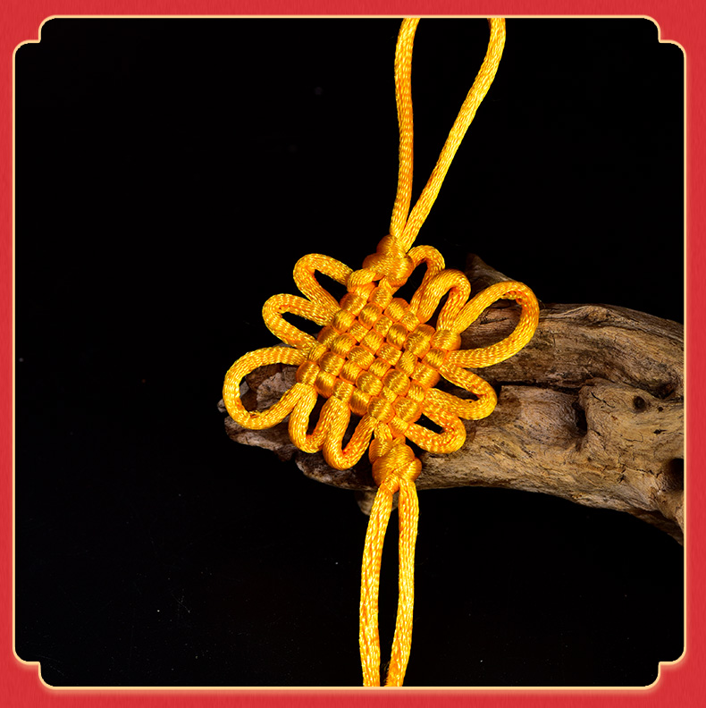 善心堂金边中国结吊穗子流苏红色黄色吉祥结特小特色手工编织五帝钱