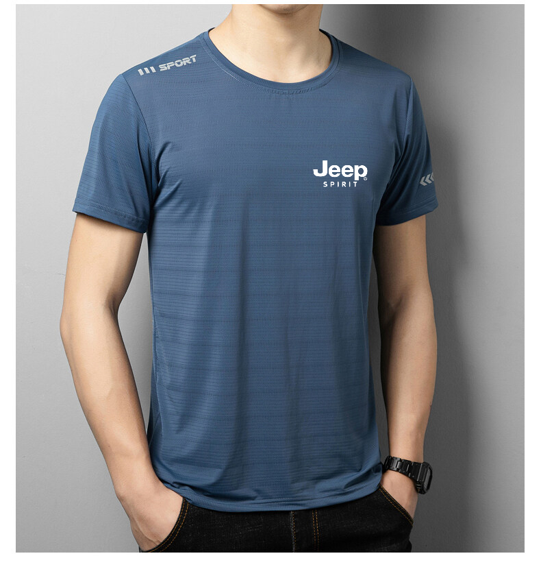 jeep吉普短袖t恤男冰丝夏季圆领打底衫上衣服男装联名中青年商务休闲