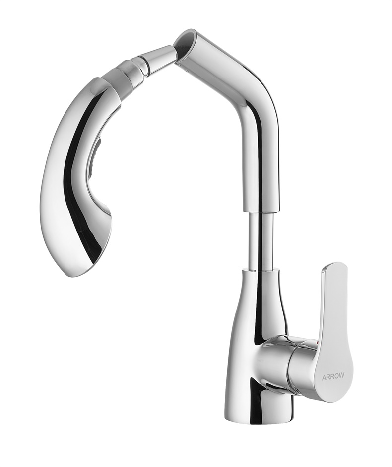 箭牌卫浴(arrow)抽拉龙头面盆 单孔龙头洗手洗脸盆冷热抽拉水龙头