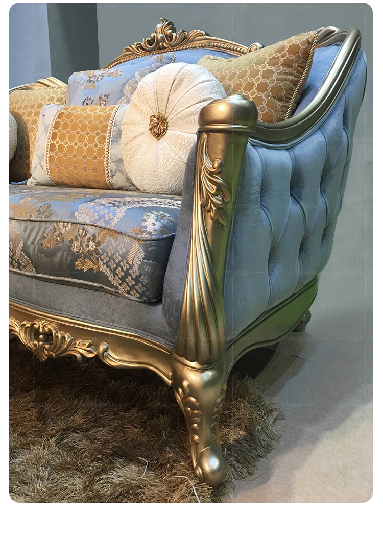 法式宫廷沙发 法式轻奢沙发欧式布艺客厅组合简欧风格别墅宫廷实木