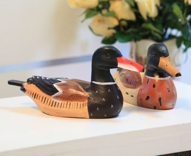 四只木鸭子风水摆件手工实木雕刻木桃花阵大师指点催旺桃花姻缘转运