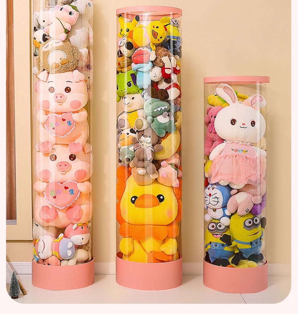 娃娃收纳桶透明礼盒款娃娃收纳桶儿童毛绒玩具大玩偶的神器公仔箱透明