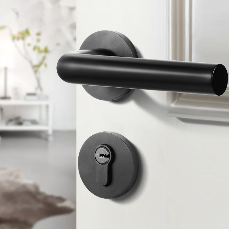 【旗舰自营】尼克门锁 2022木门锁具极简轻奢静音磁吸门锁黑色美式