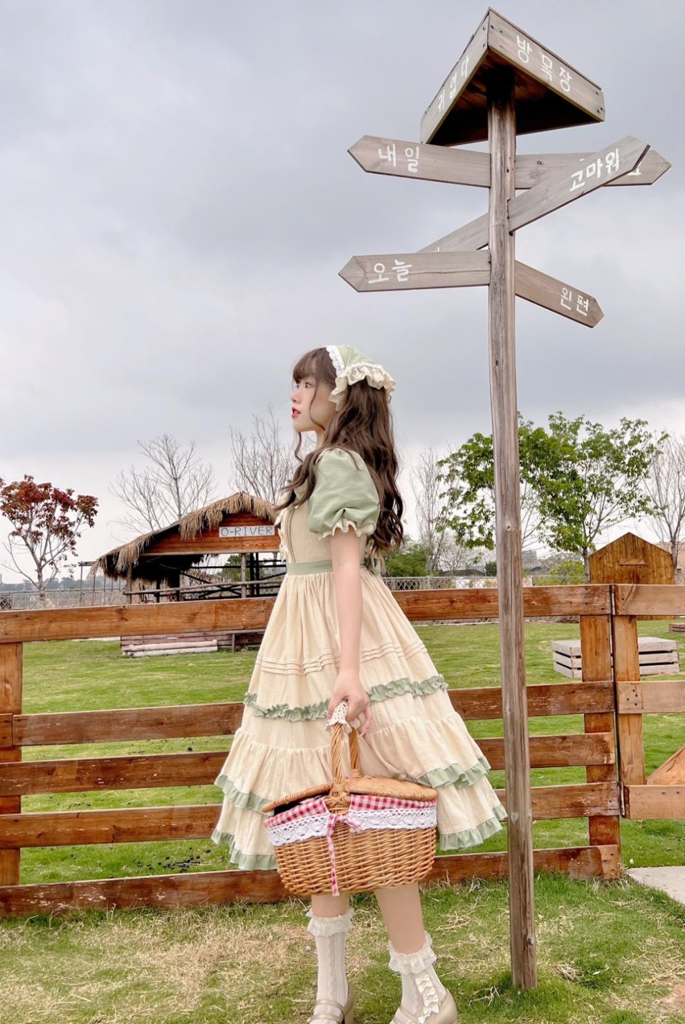 唤伊 洋桔梗庄园lolita洛丽塔洋装可爱动漫公主学院风田园风op短袖