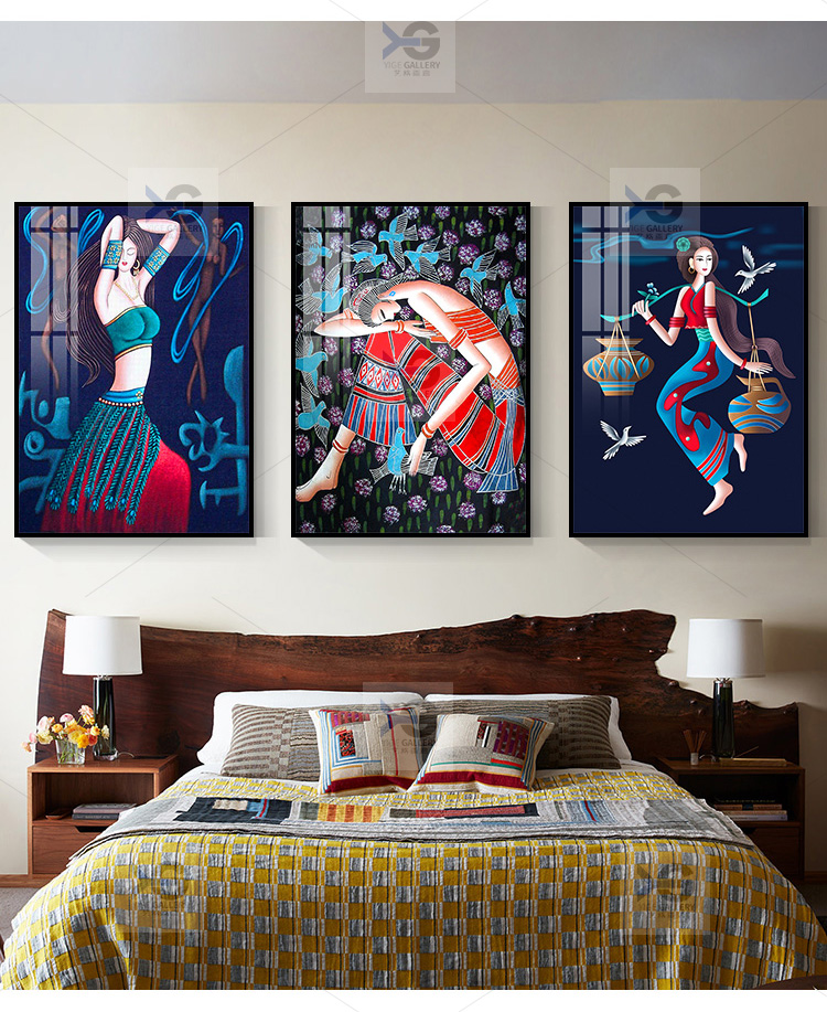 少数民族风挂画宾馆酒店壁画单幅云南傣族美女少女风情人物 a 9mm环保