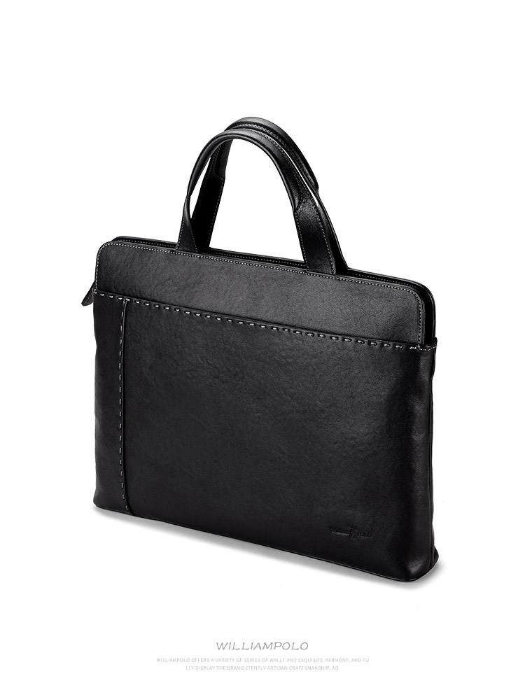 英皇保罗polo手提包真皮男包单肩公文包真皮头层牛皮商务休闲手拿包潮