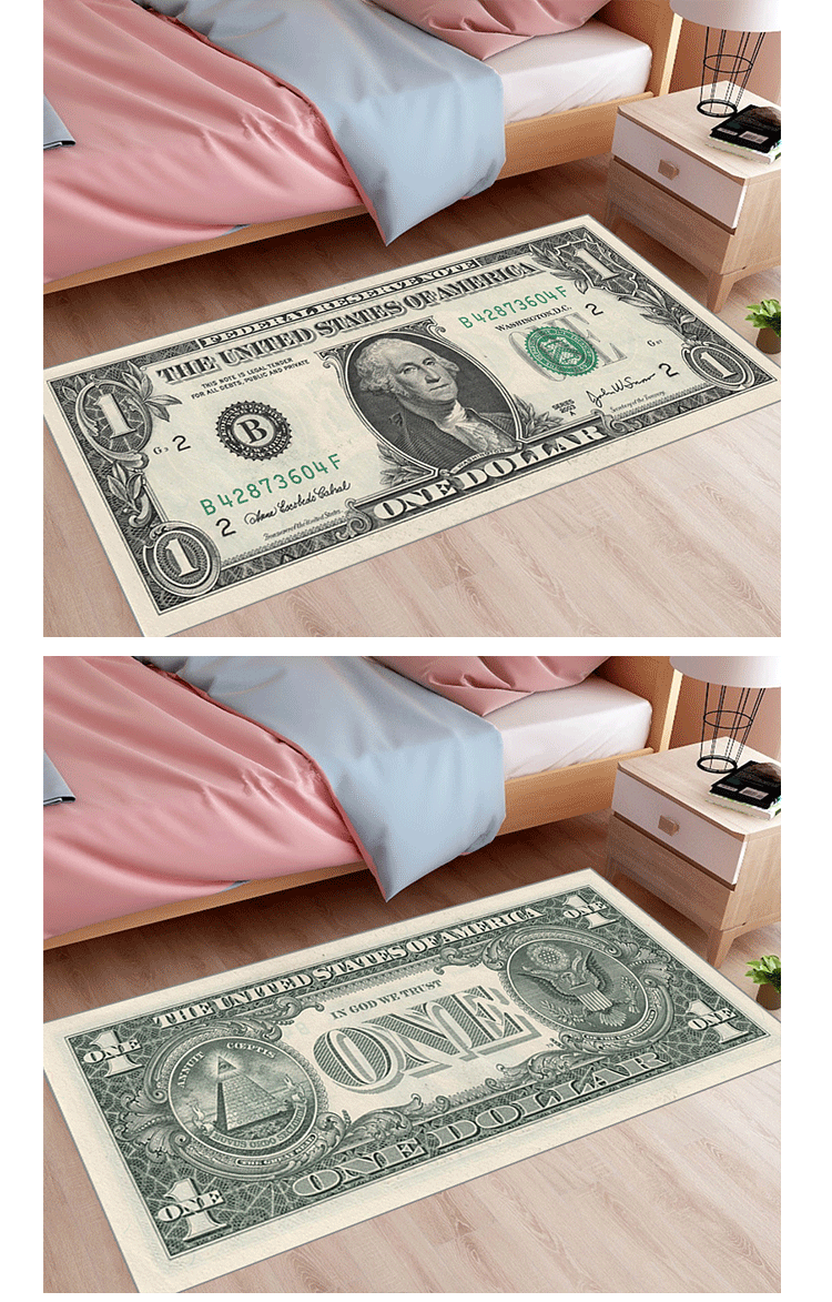 美金地毯美元卧室床边毯长条美式轻奢潮流夏天潮牌网红美金小5美金80